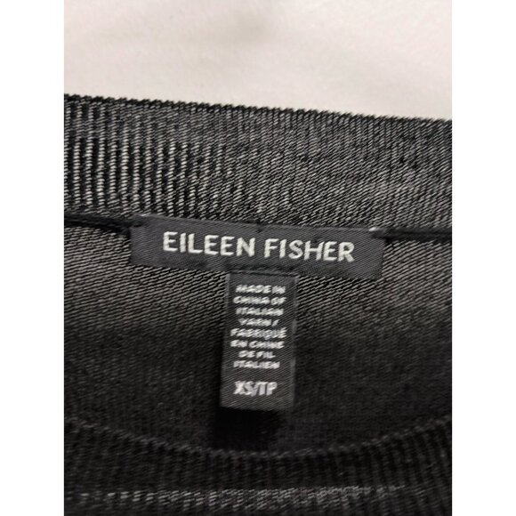 Eillen Fisher Womens Sweater XS Black Silk Blend Minimalist Capsule Sustainable - Picture 4 of 6